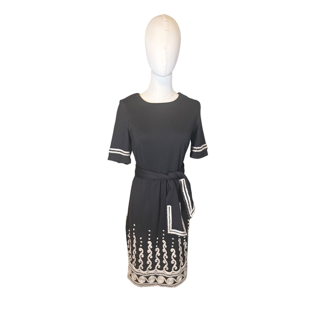 Gretchen Scott Black Embroidered Dress Sz XSmall